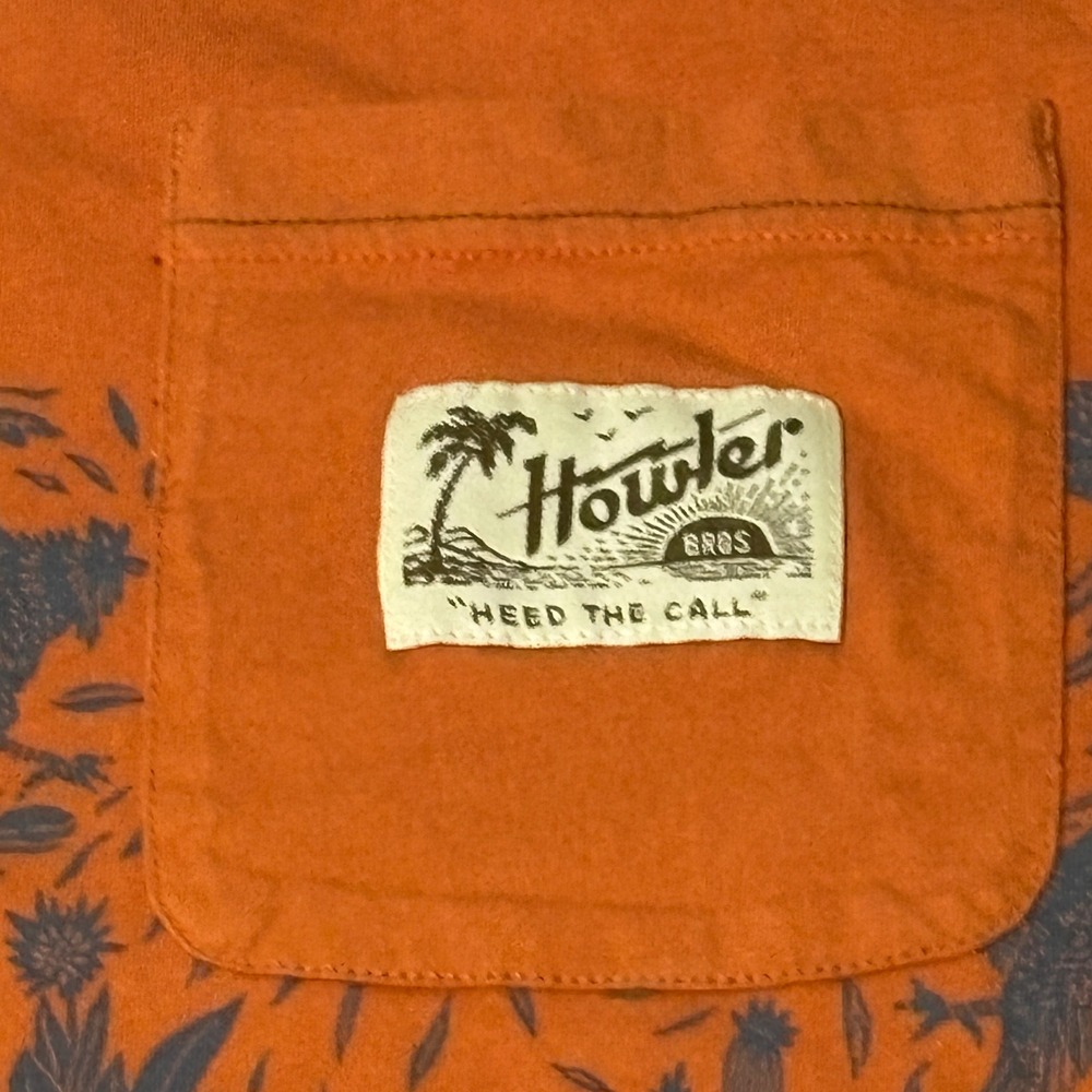 Howler Brothers Pocket Shirt Mens XL Orange Heed The Call Rooster Graphic Print - Picture 4 of 10